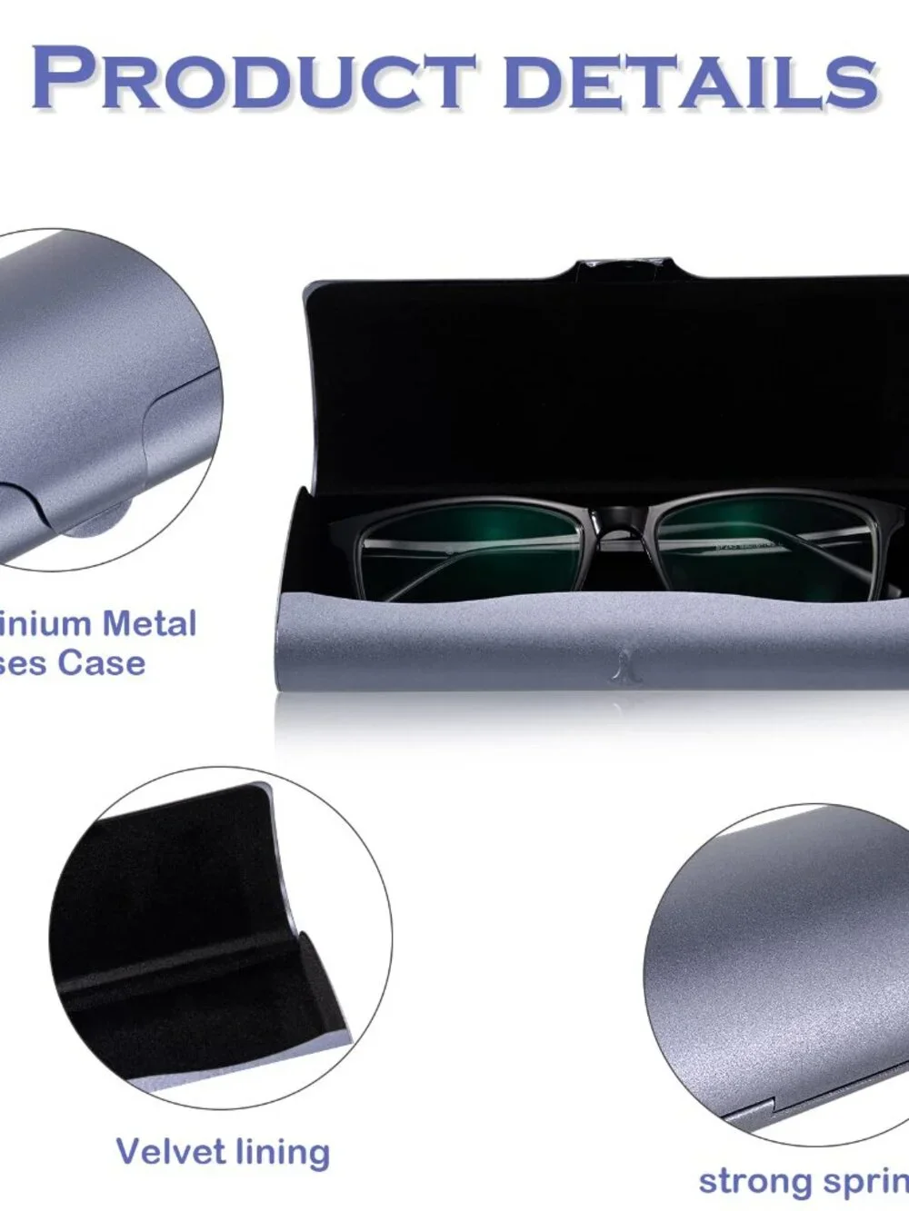 Hifot Aluminium Glasses Case, Slim Reading Glasses Case, Portable Travel Metal E